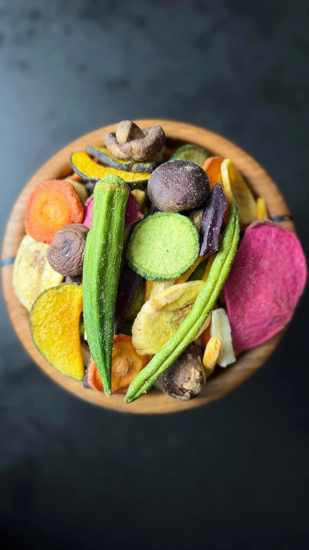 چیپس سبزیجات، رنگ نارنجی و بنفش، چیپس مخلوط