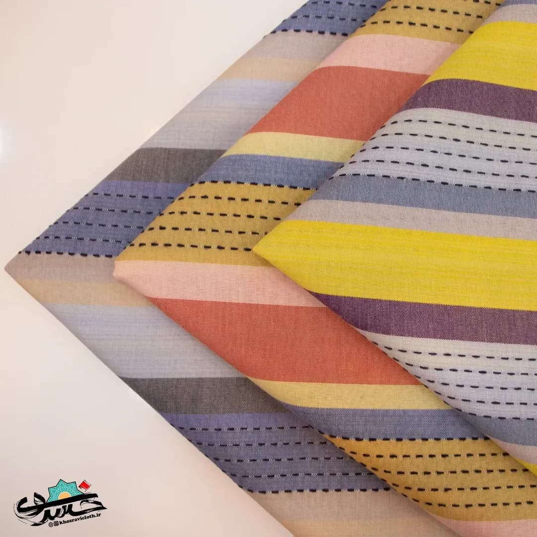 پارچه لینن راه راه کوک دوزی عرض ۱۶۰