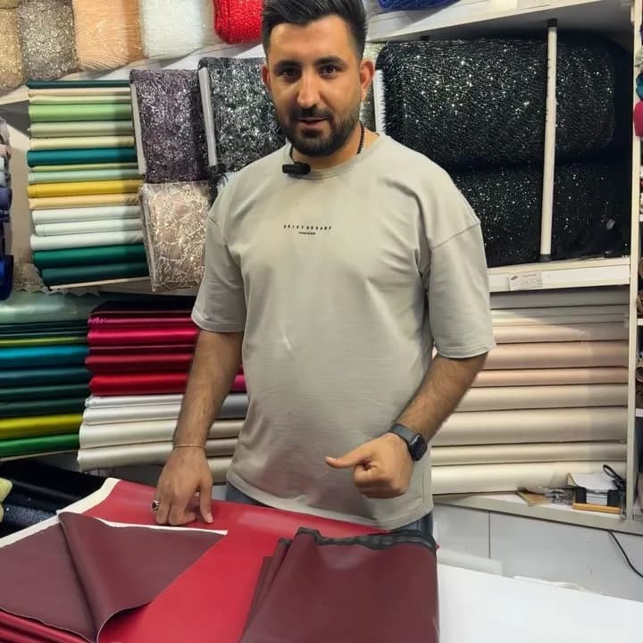 پارچه چرم پشت پلار و دو رو عرض ۱۴۵، رنگ زرشکی، پارچه متری