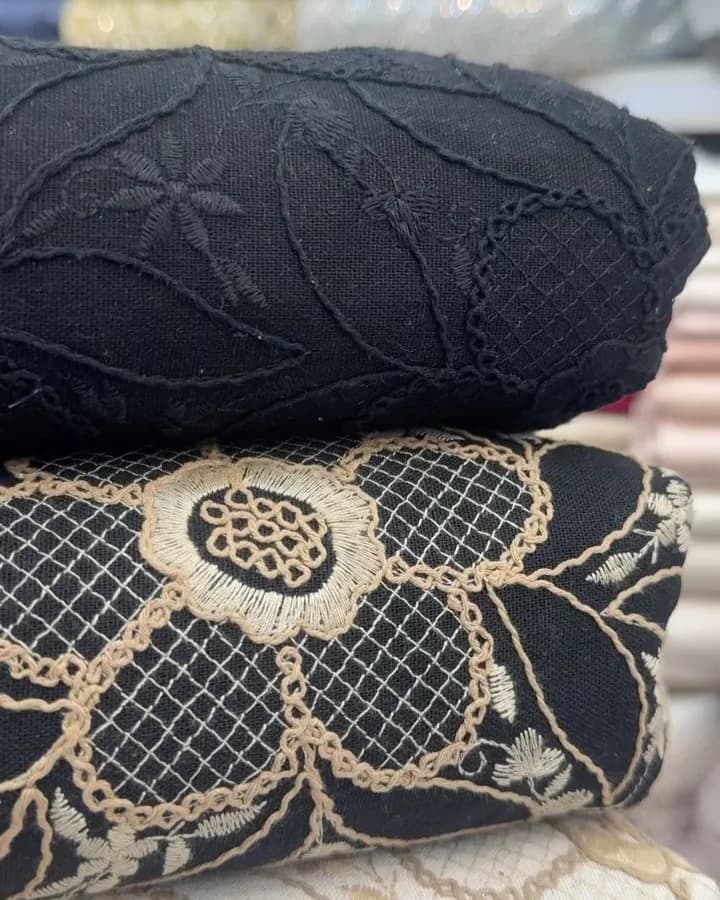 پارچه لینن قلاب‌بافی و گل‌دوزی