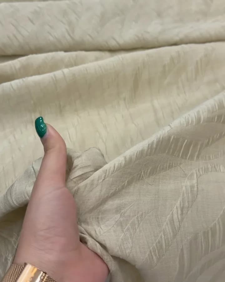پارچه ژاکارد تنسل عرض ۱۵۰، رنگ کرم، پارچه متری