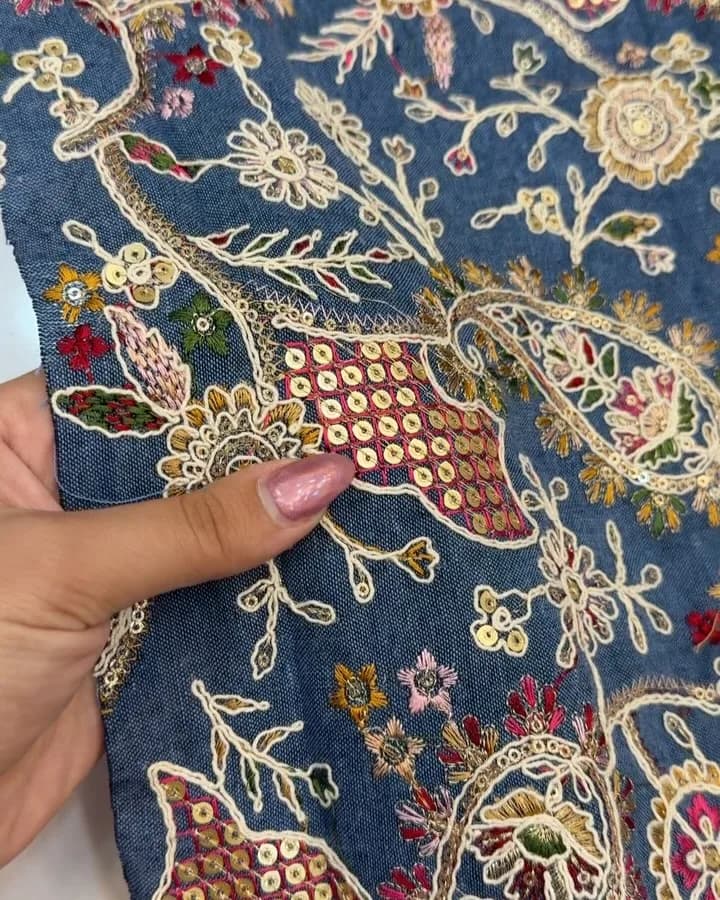 پارچه جین لینن قیطون دوزی