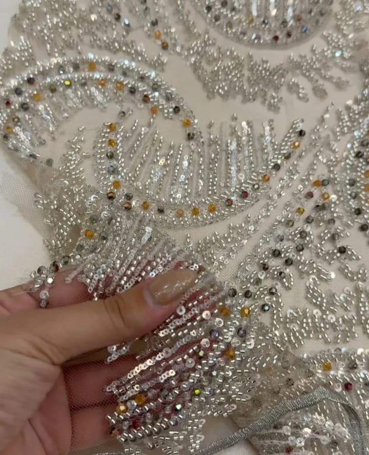 پارچه کارشده کرهای ملیله و کریستال