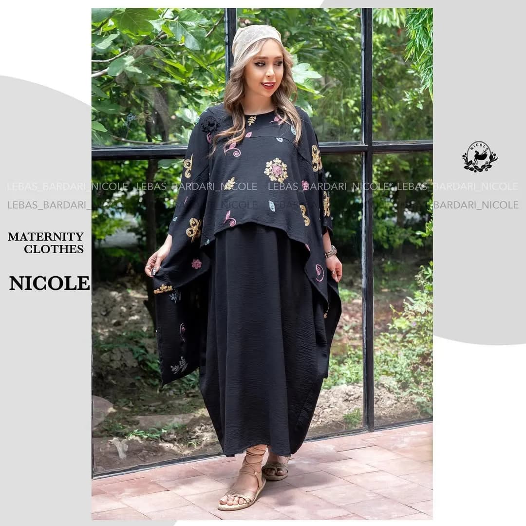 ست لباس بارداری — رنگ مشکی — نمای کامل — دو تیکه