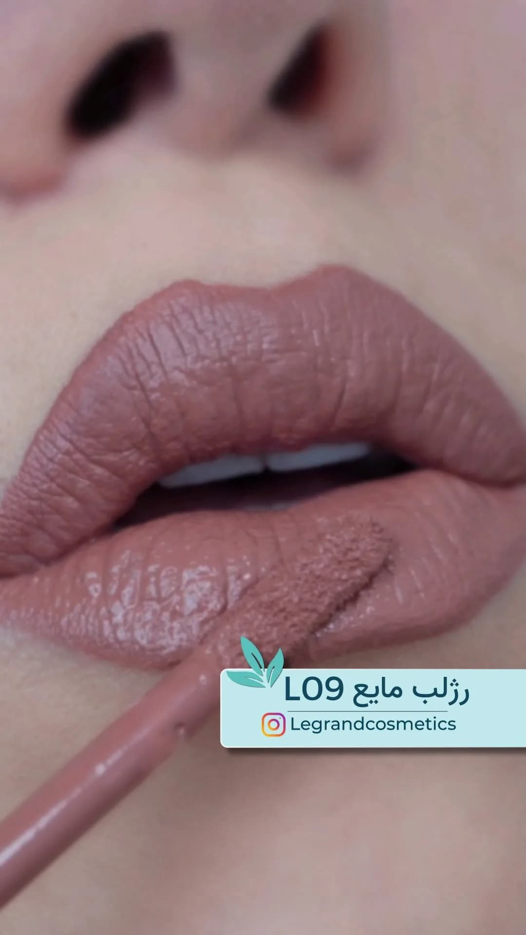 رژلب مایع کد L09 نود لگراند، رنگ قهوه‌ای و کرم، لبه‌برجسته