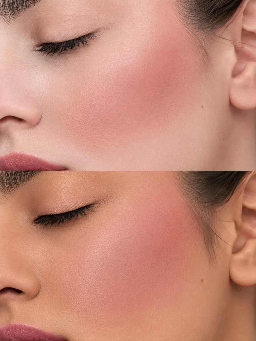 رژگونه پودری شماره ۳۰۵ لگراند، رنگ صورتی و هلویی، مایع مات