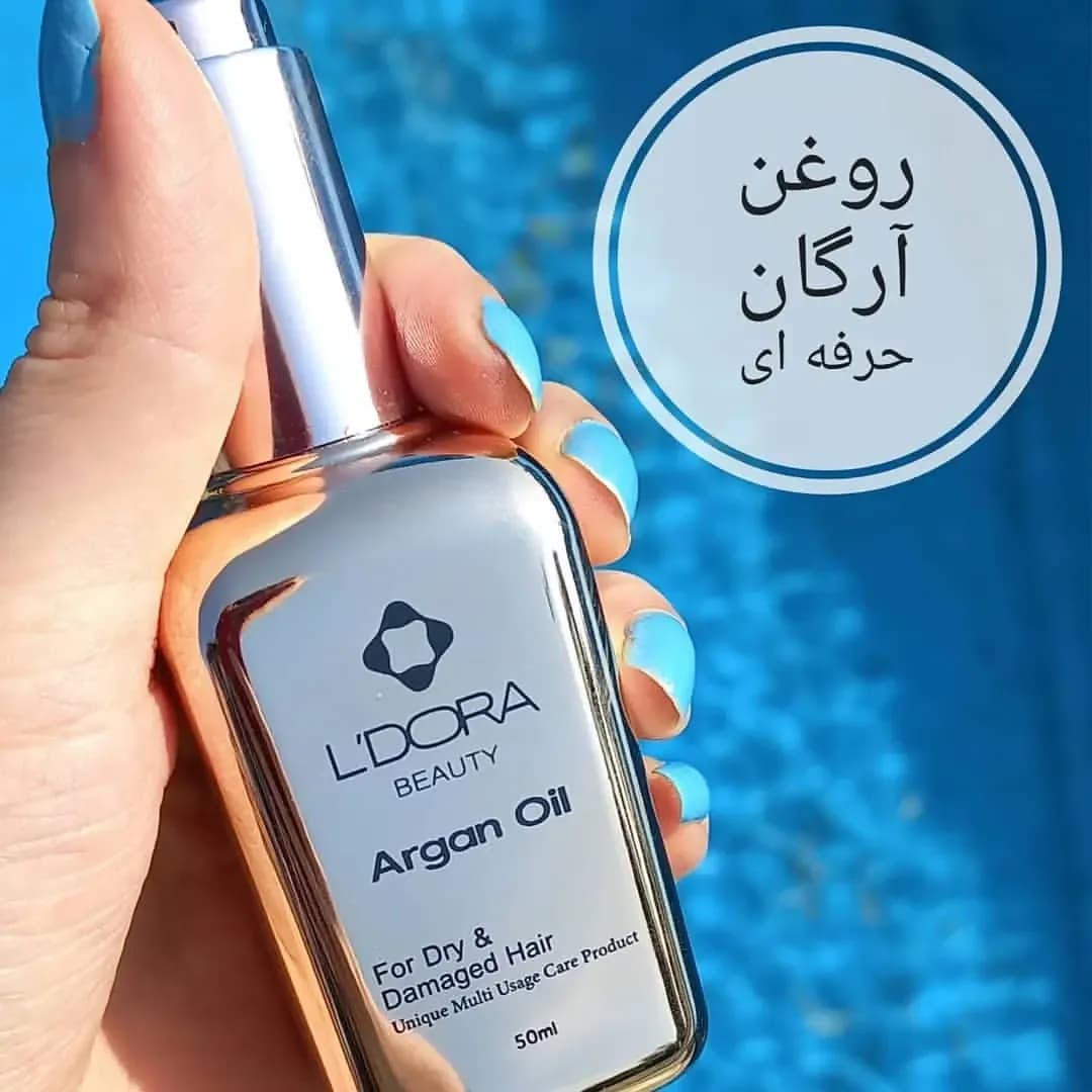 روغن آرگان حرفهای لدورا، رنگ نقرهای و طلایی، جنس شیشه، بطری اسپری