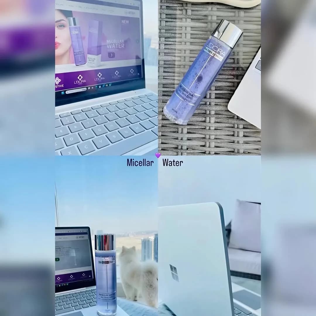 میسلار واتر، رنگ بنفش و سفید، جنس پلاستیک، بطری پمپی