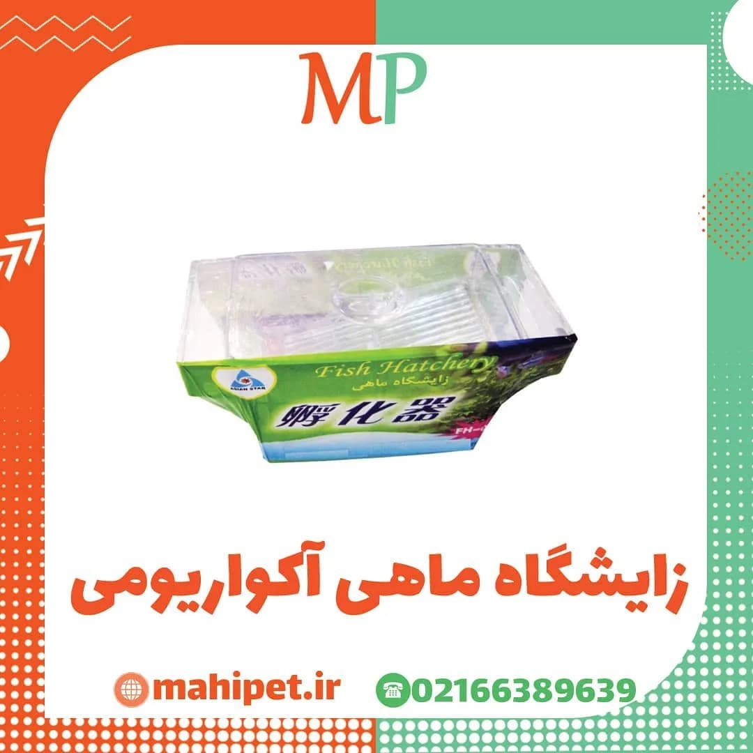 زایشگاه ماهی آکواریوم، رنگ شفاف، سبز و سفید، جنس پلاستیک، جعبه مستطیلی شفاف