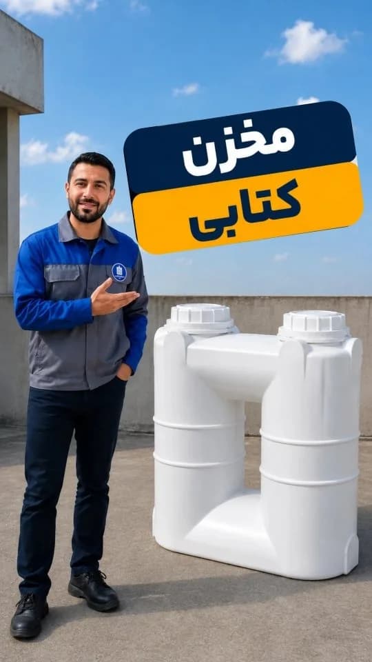 مخزن آب کتابی، رنگ سفید، جنس پلاستیک، افقی، دو دهانه