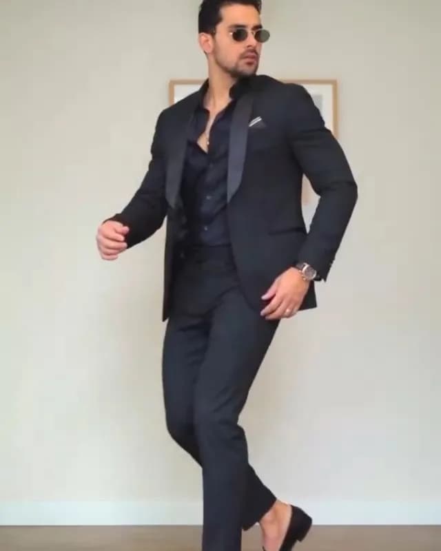 کت و شلوار مردانه مشکی ماوی، کت و شلوار دو تکه
