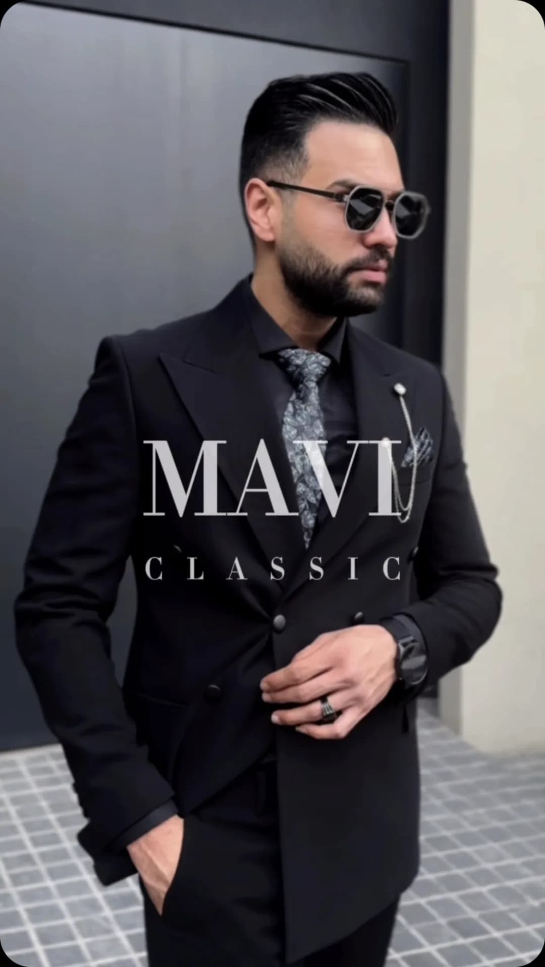 کت و شلوار مردانه، رنگ مشکی، دو ردیفه، جذب