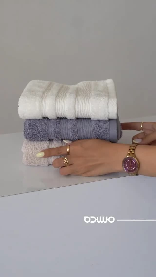 حوله دستی مرسده، رنگ سفید، خاکستری و کرم، حوله دست یا صورت