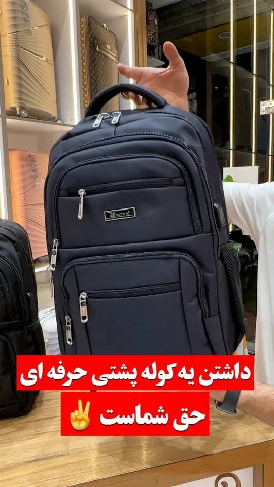 کوله‌پشتی برزنتی ضدآب Nuoxiya، رنگ مشکی، جنس پارچه، چند جیبه، اسپرت، بزرگ