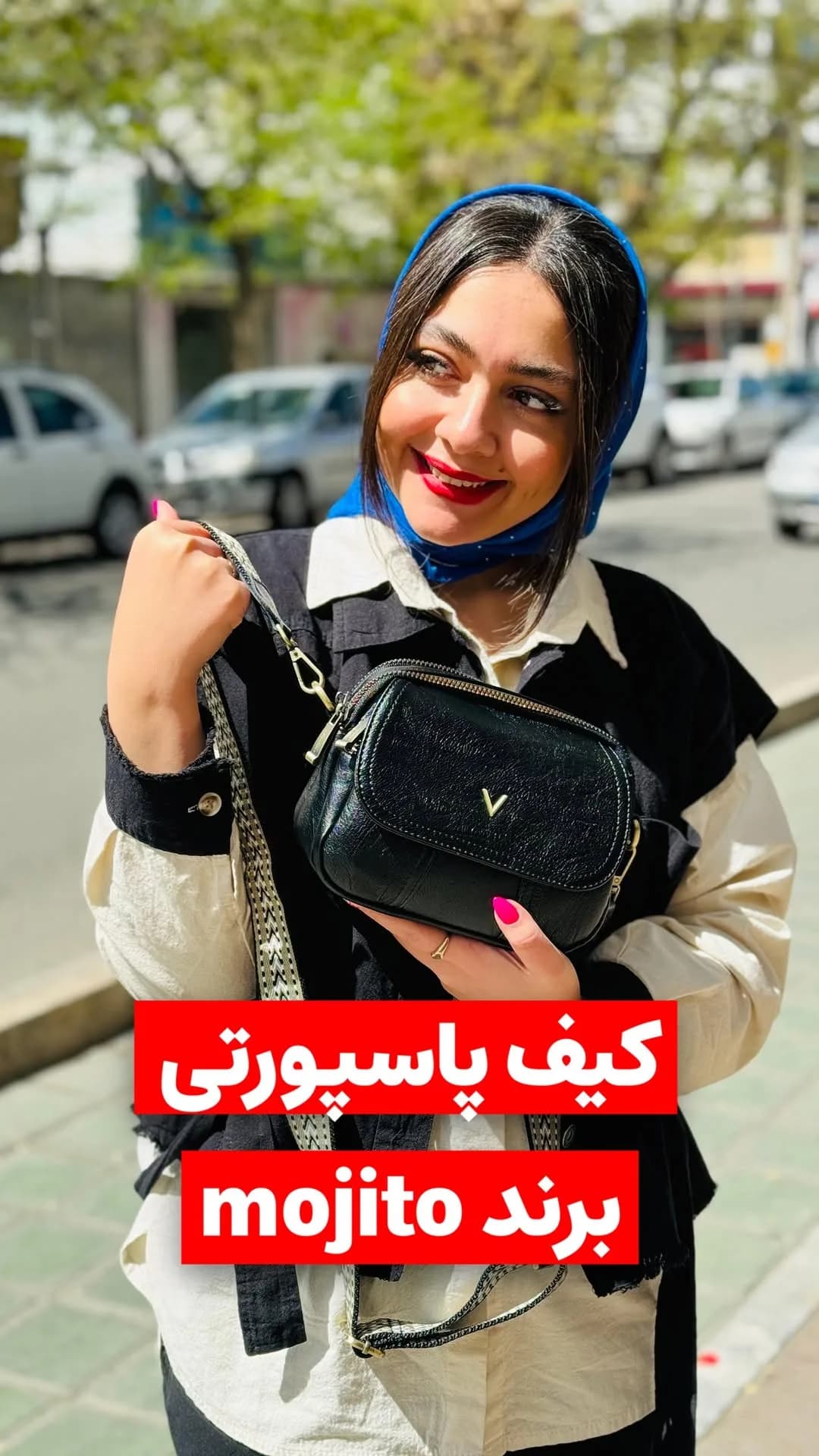 کیف پاسپورتی چرم طبیعی، رنگ مشکی، دوشی، کوچک، زیپدار