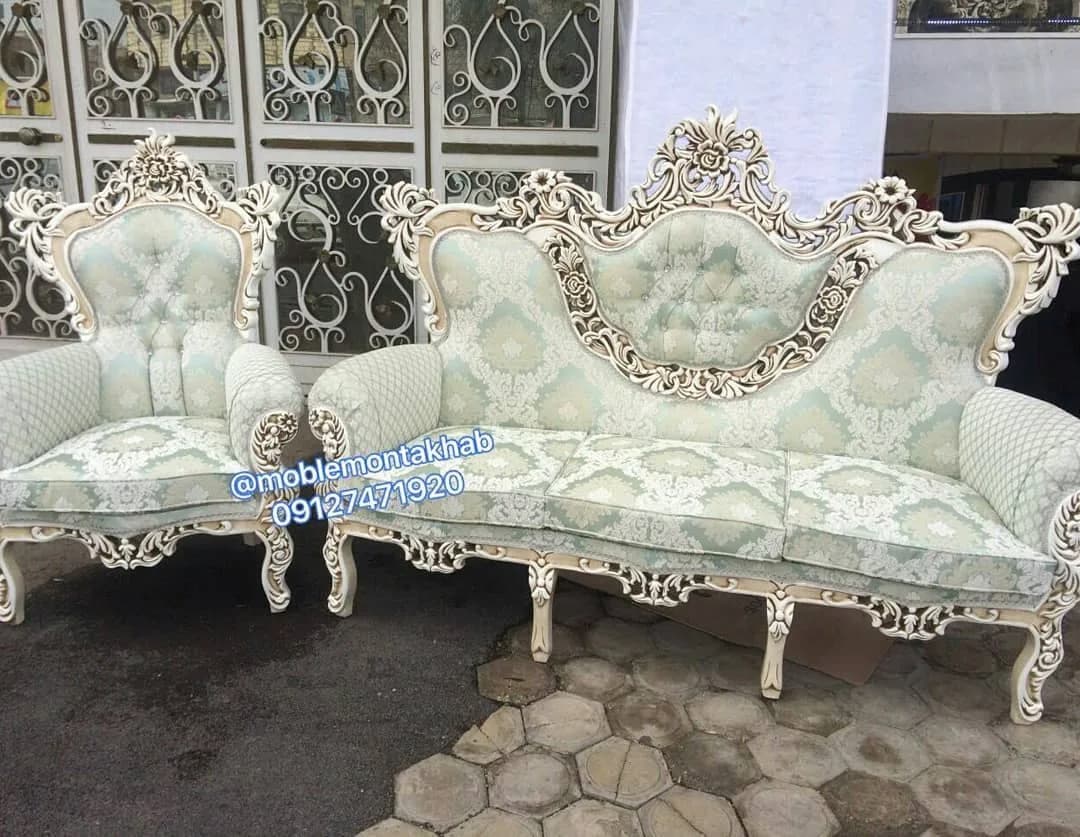 مبل سلطنتی مدل شعله تمام چوب