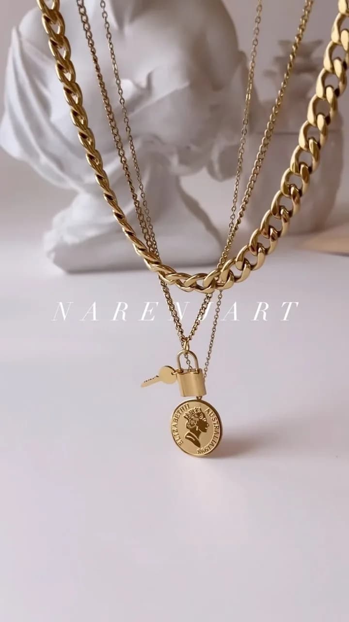 گردنبند سه لاین استیل