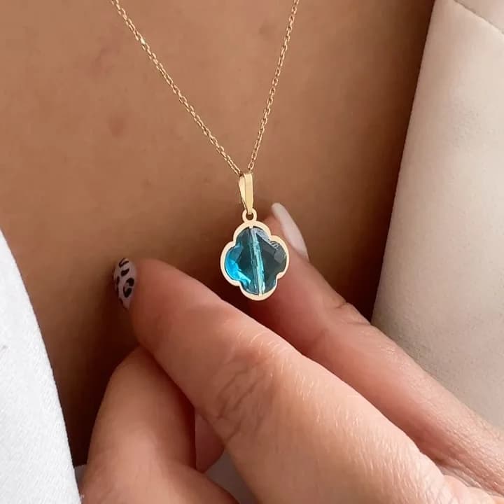 پلاک طلا گل آبی