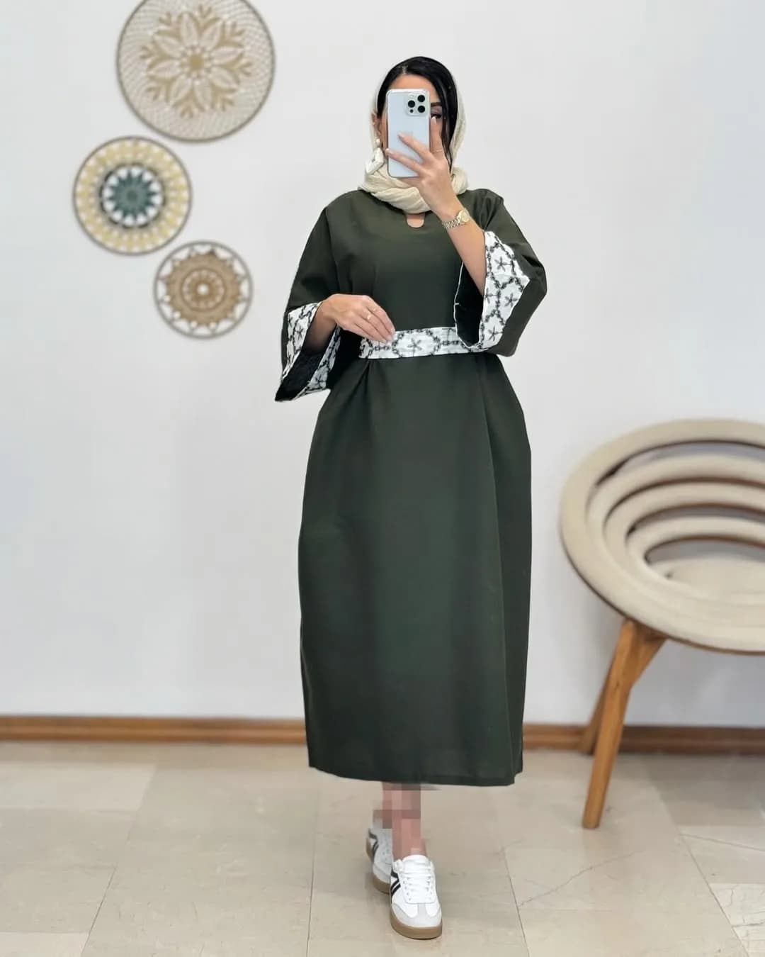 کفتان کمردار سوزن دوزی لینن
