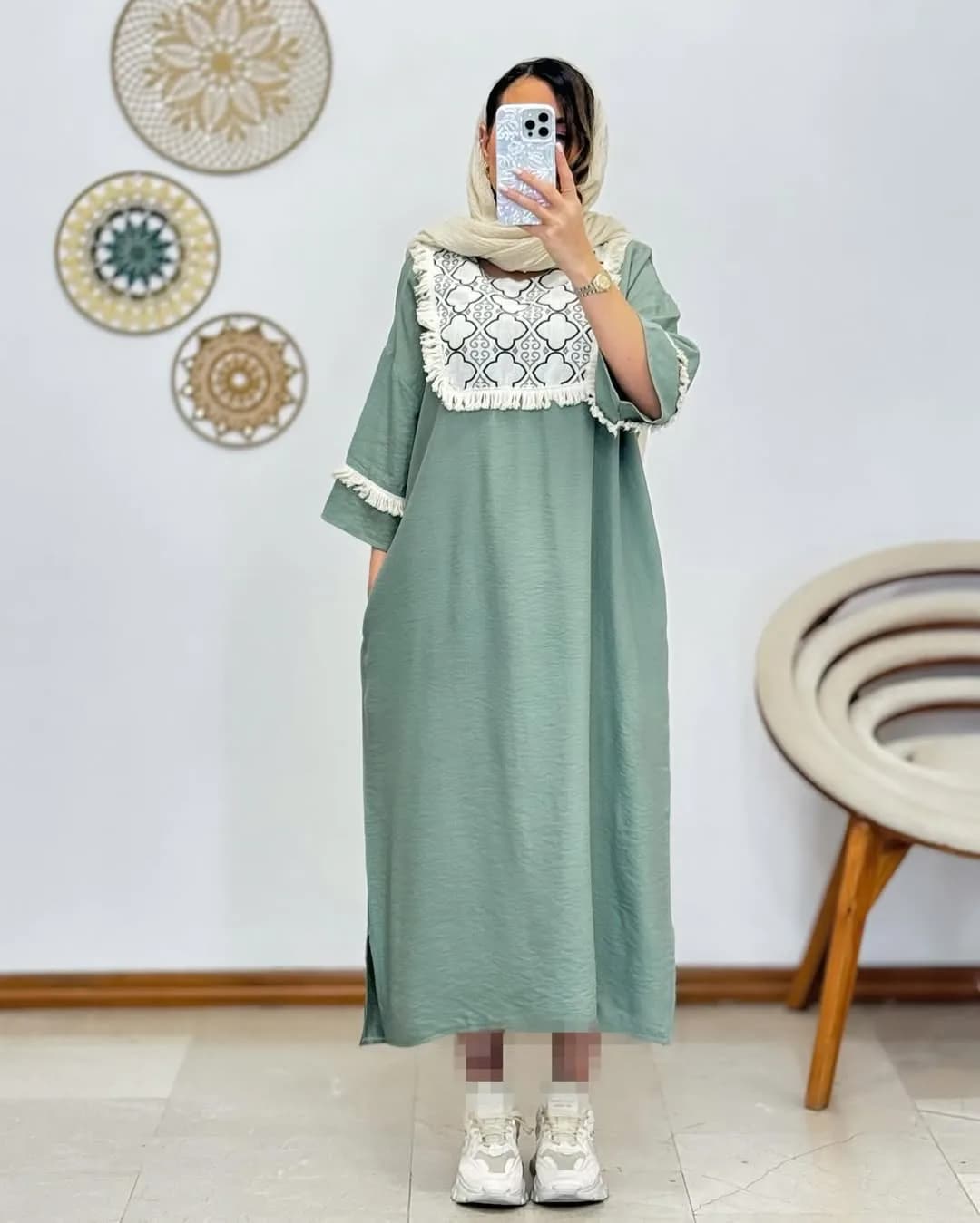کفتان کرسپو — رنگ سبز — نمای رویتن — طرح سینه