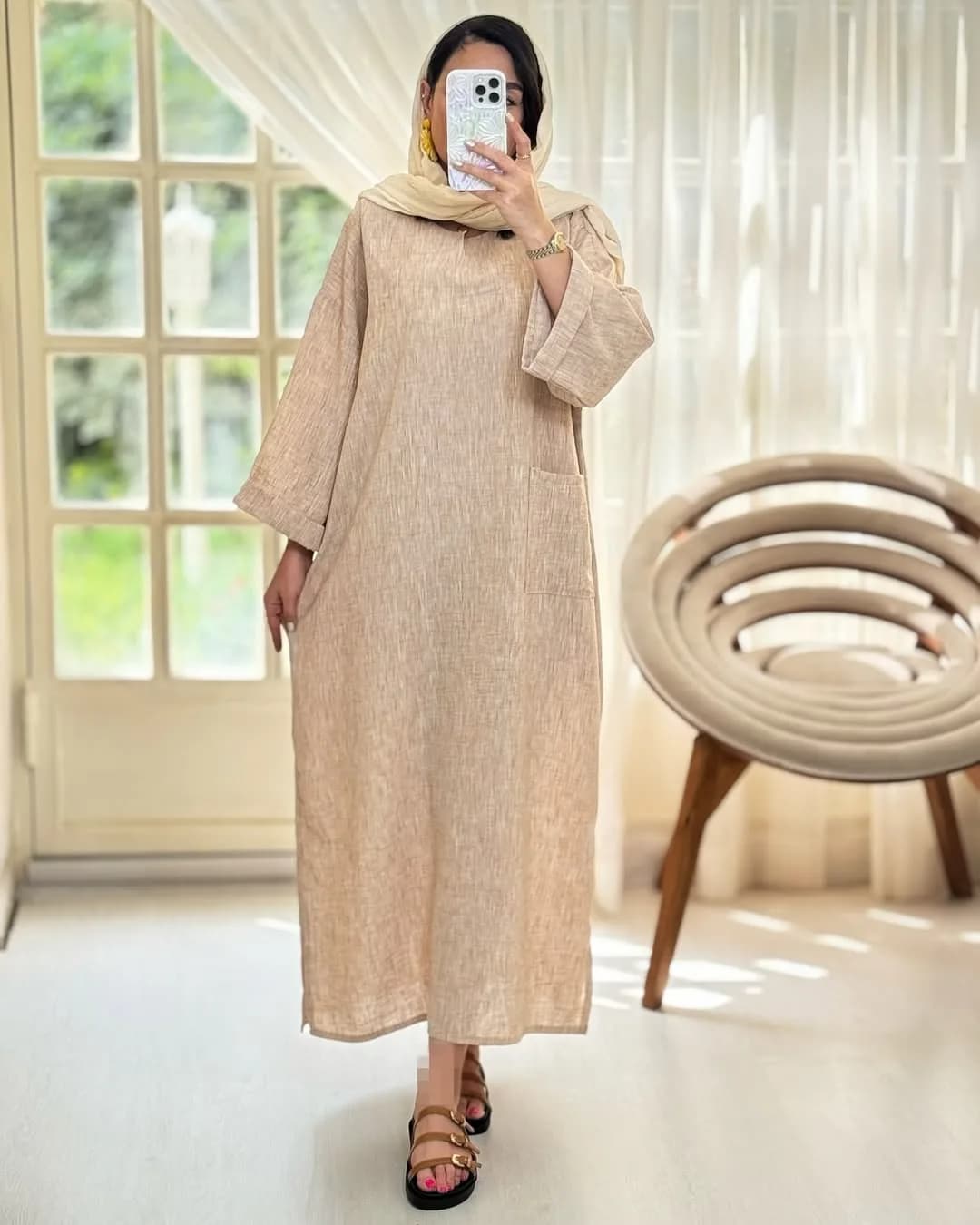 کفتان آکسفورد — رنگ خاکی — نمای روی‌تن — جیب