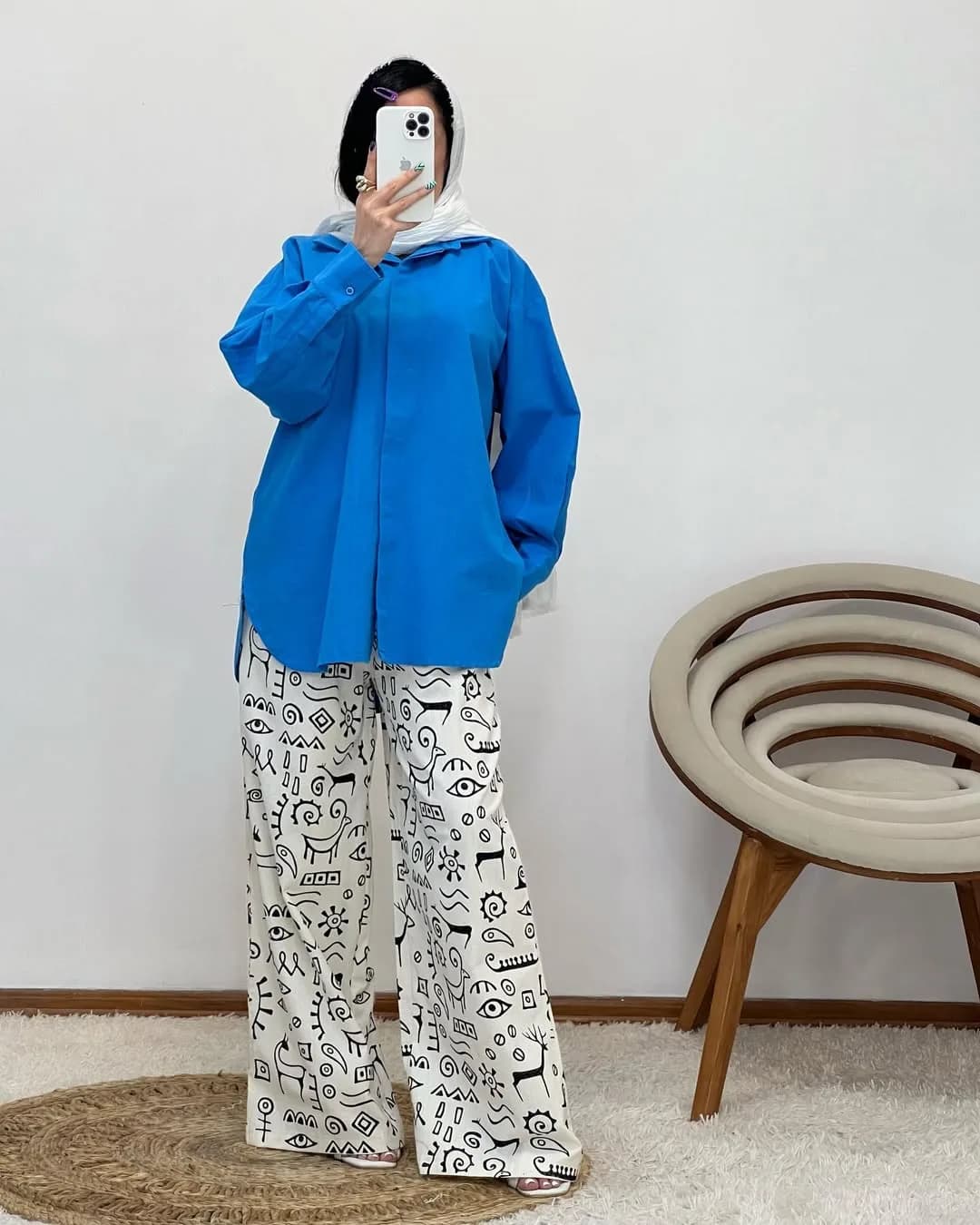 شلوار بگ طرحدار لینن کد ۲۰۱۷