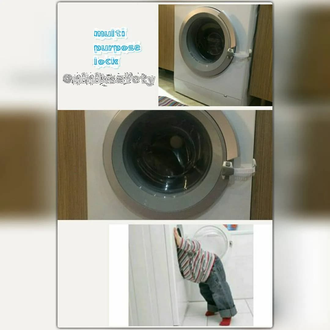 قفل چند منظوره ماشین لباسشویی نی نی ک، رنگ سفید، جنس پلاستیک، تسمه‌ای