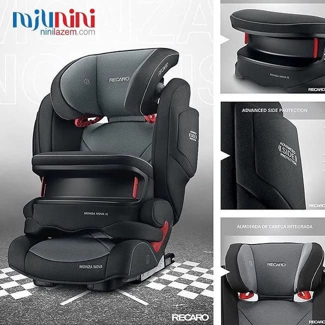 صندلی ماشین کودک مدل Monza Nova IS ریکارو، رنگ مشکی و خاکستری، جنس پارچه و پلاستیک، صندلی ماشین ایزوفیکس