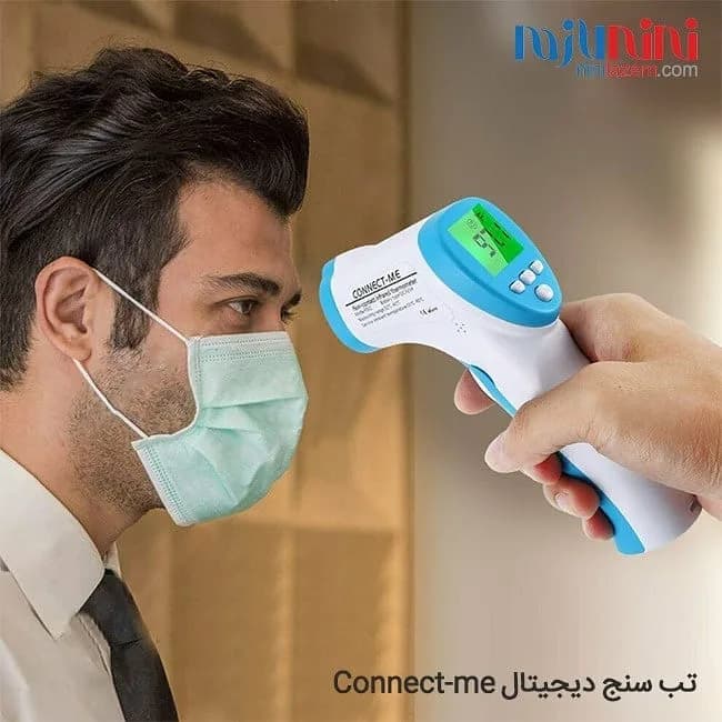 تب‌سنج و دماسنج دیجیتال Connect-me، رنگ سفید و آبی، جنس پلاستیک، تفنگی دیجیتال