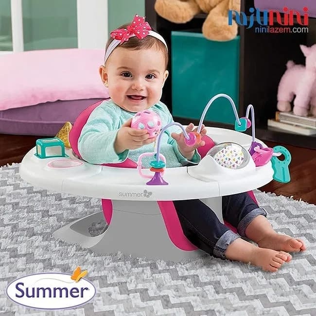میز بازی نوزاد Summer، رنگ سفید و صورتی، جنس پلاستیک، صندلی بازی با میز