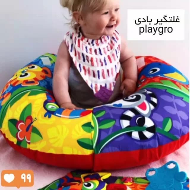 غلتگیر بادی کودک پلی گرو، رنگ رنگارنگ، طرح طرح حیوانی، حلقوی