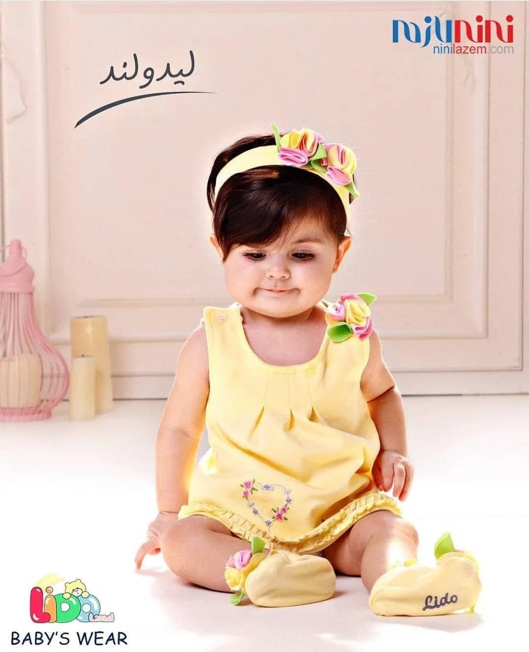 ست کامل لباس دخترانه مدل لی لی لیدولند، رنگ زرد و صورتی، طرح گلدوزی، رکابی، کوتاه