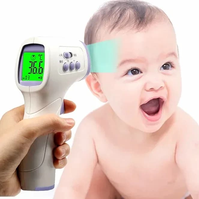 تب سنج دیجیتالی لیزری، رنگ سفید، جنس پلاستیک، غیرتماسی، مادون قرمز