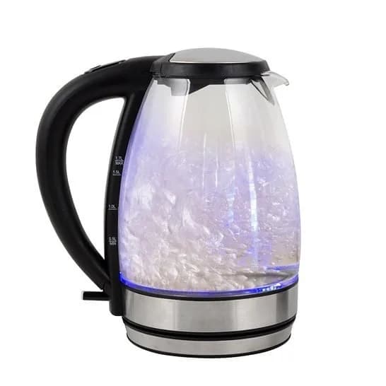 کتری برقی پیرکس زیلان، رنگ مشکی، شفاف و نقره‌ای، جنس شیشه، پلاستیک و فلز، شیشه‌ای