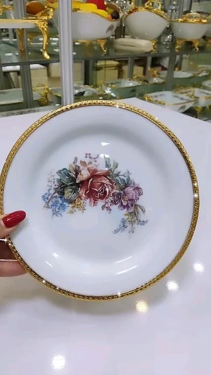 پیشدستی چینی زرین فریم برنجی قطر ۲۰ سانتیمتر