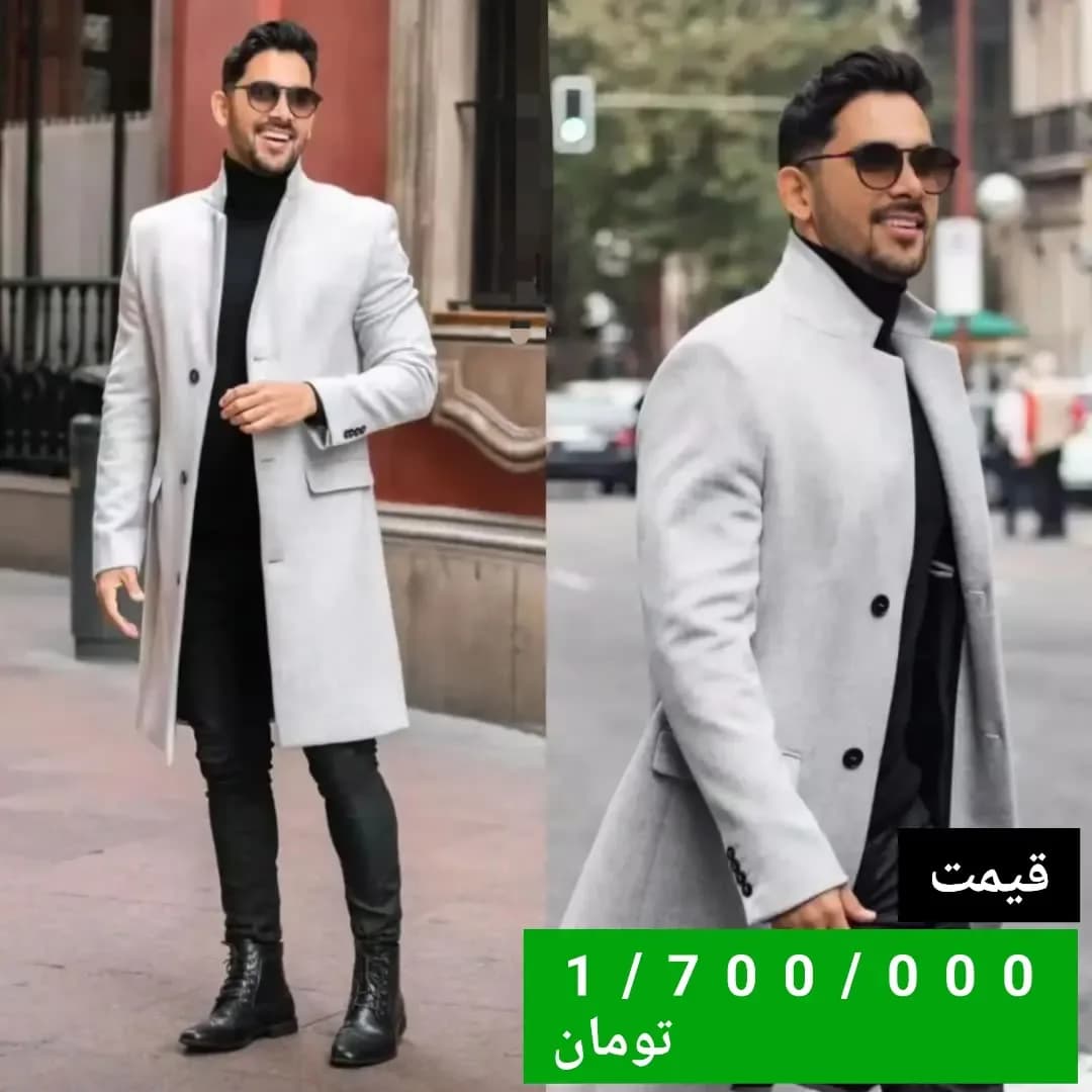 پالتو خز مردانه طوسی، رنگ خاکستری، پالتو بلند یقه ایستاده