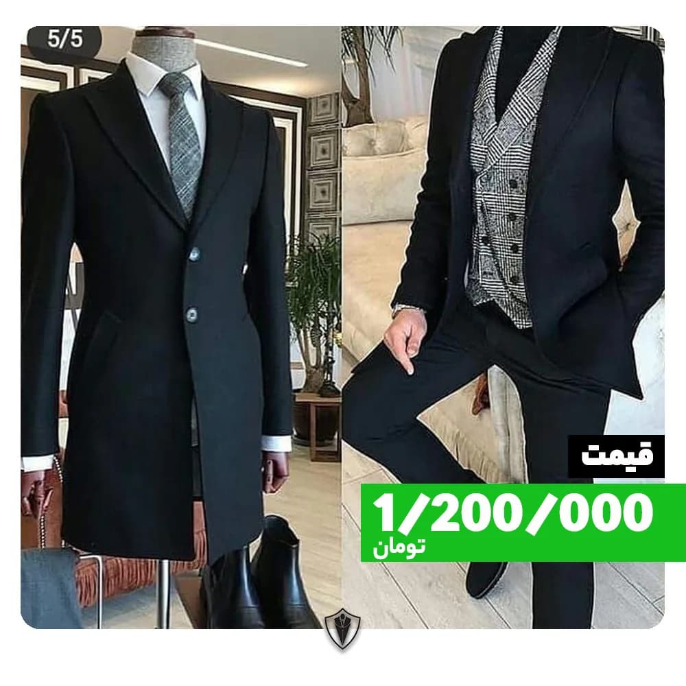 پالتو، رنگ مشکی، بلند، یقه انگلیسی، جذب