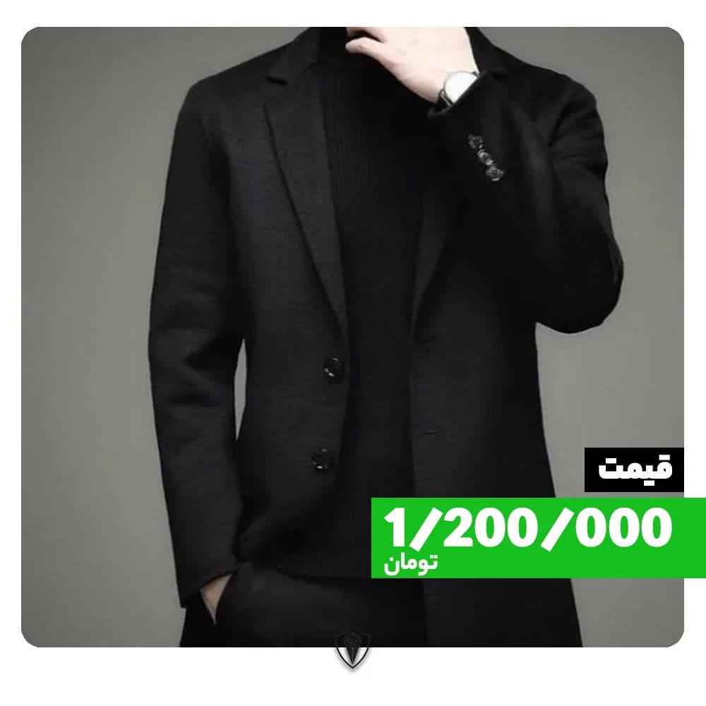 کت مردانه، رنگ مشکی، جنس ماهوت، کوتاه، یقه انگلیسی، آستین بلند، جذب