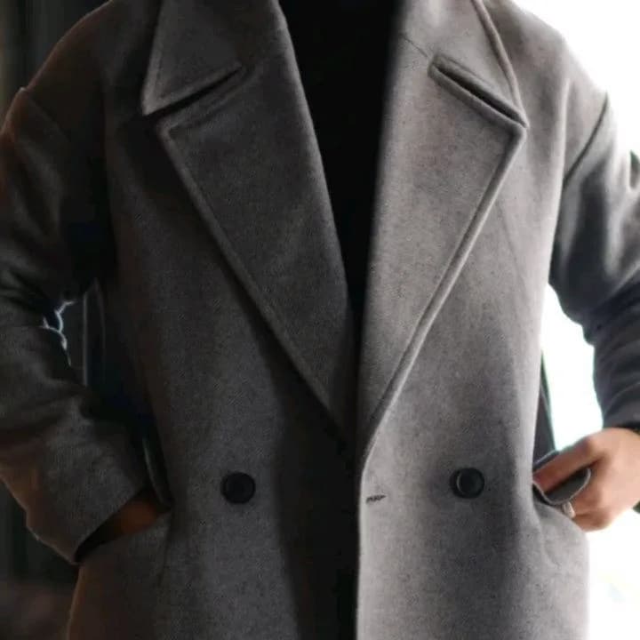پالتو یقه بلیزر، رنگ خاکستری، دبل برست