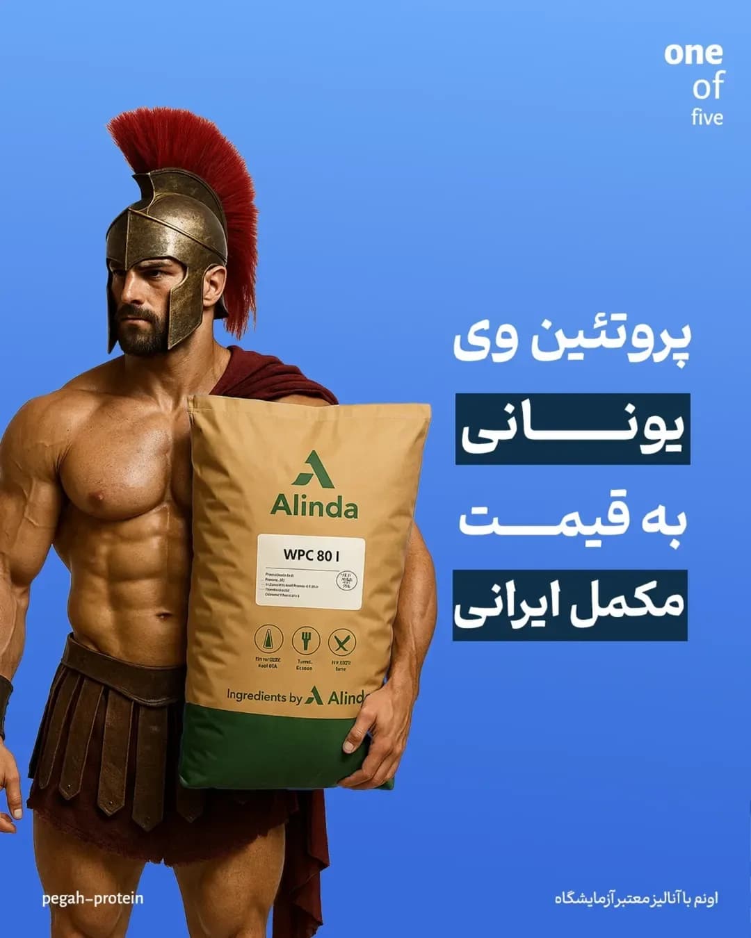 پروتئین وی ۸۰ درصد یونانی، رنگ قهوهای و سبز، جنس کاغذ و پلاستیک، کیسه