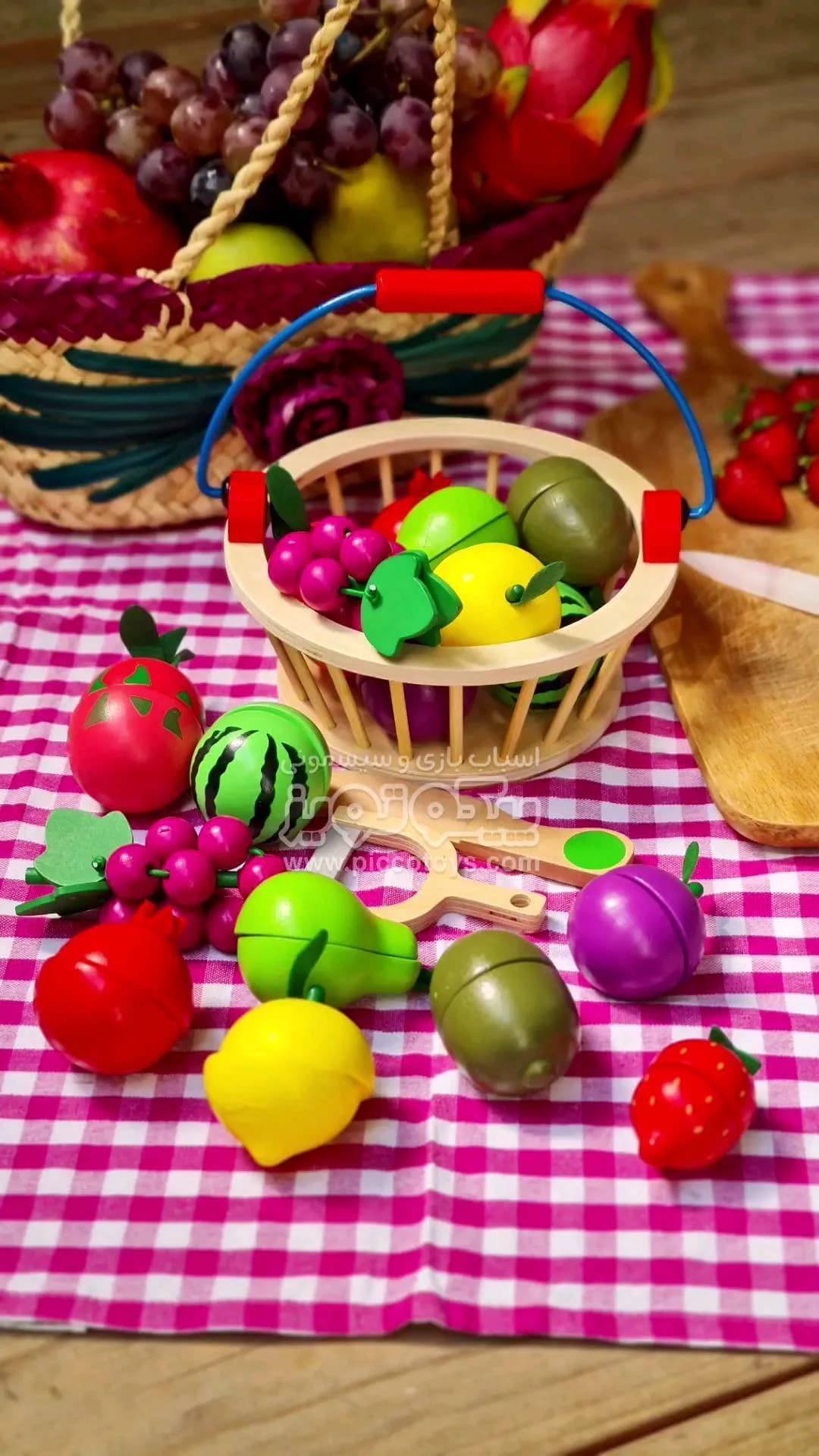 سبد برش میوه ۱۲ تکه چوبی