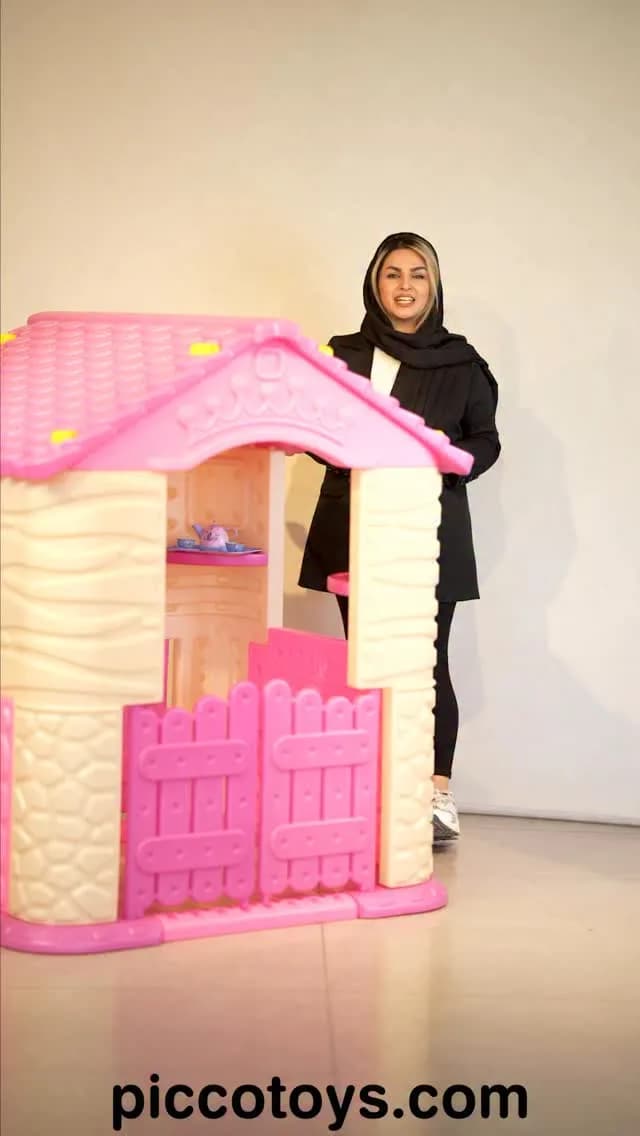 کلبه بازی کودک، رنگ صورتی و سفید، جنس پلاستیک