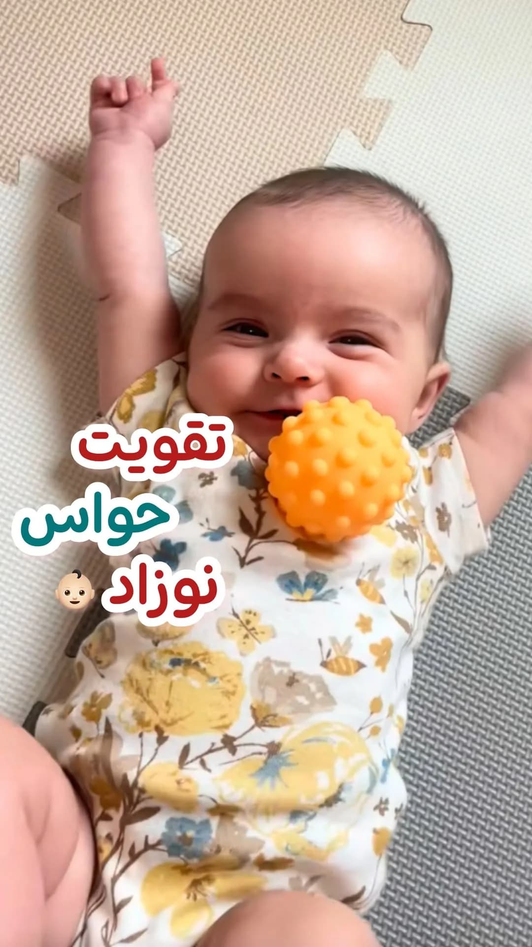 توپ حسی نوزاد ۶ عددی، رنگ نارنجی، جنس پلاستیک، طرح خالدار، توپ جغجغهای پلاستیکی