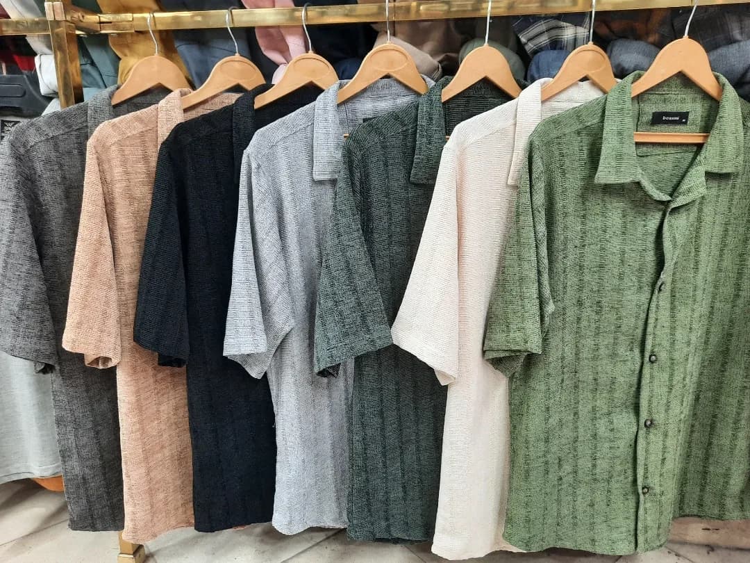 پیراهن اسپرت آستین کوتاه مخمل مردانه کد ۱۱۷۰