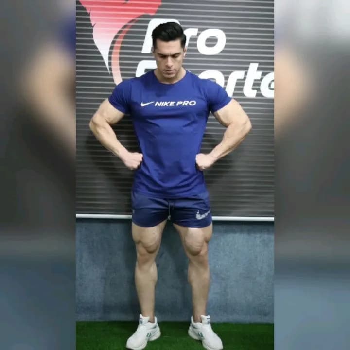 شلوارک ورزشی مردانه، رنگ آبی، تیشرت آستین کوتاه، شورت کوتاه