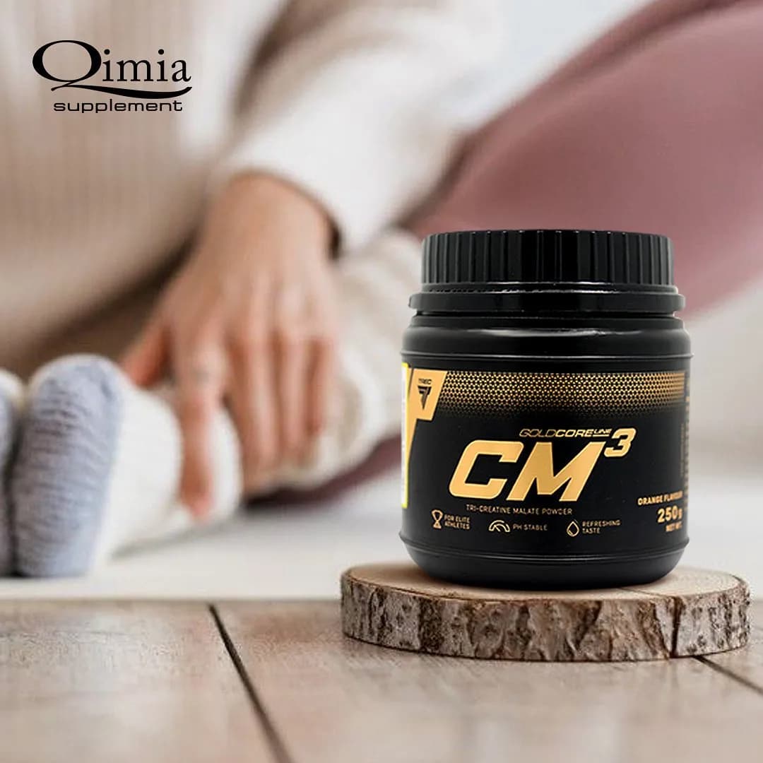 کراتین CM3 TREC Nutrition، رنگ مشکی و طلایی، جنس پلاستیک، قوطی مکمل ورزشی استوانهای