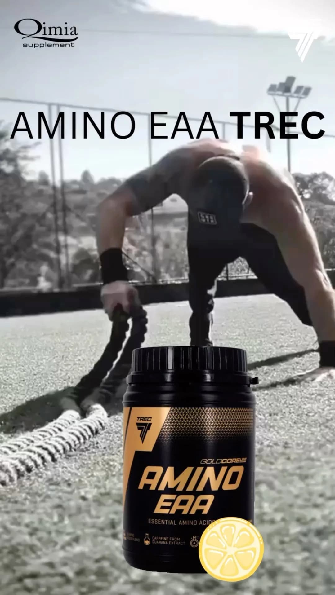 مکمل Amino EAA TREC، رنگ مشکی و طلایی، جنس پلاستیک، ظرف پودر