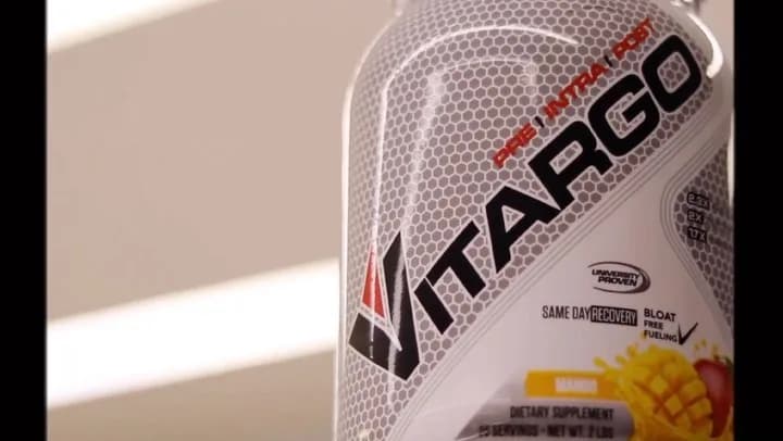مکمل ویتارگو Vitargo، رنگ سفید، قرمز و مشکی، جنس پلاستیک، ظرف پودر