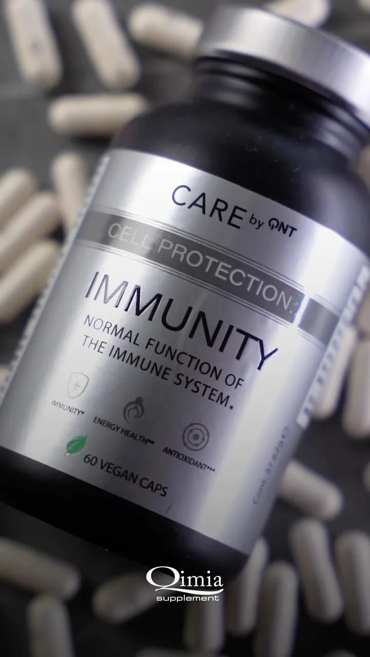 مکمل تقویت سیستم ایمنی CARE QNT، رنگ مشکی و نقرهای، جنس پلاستیک، بطری کپسولی