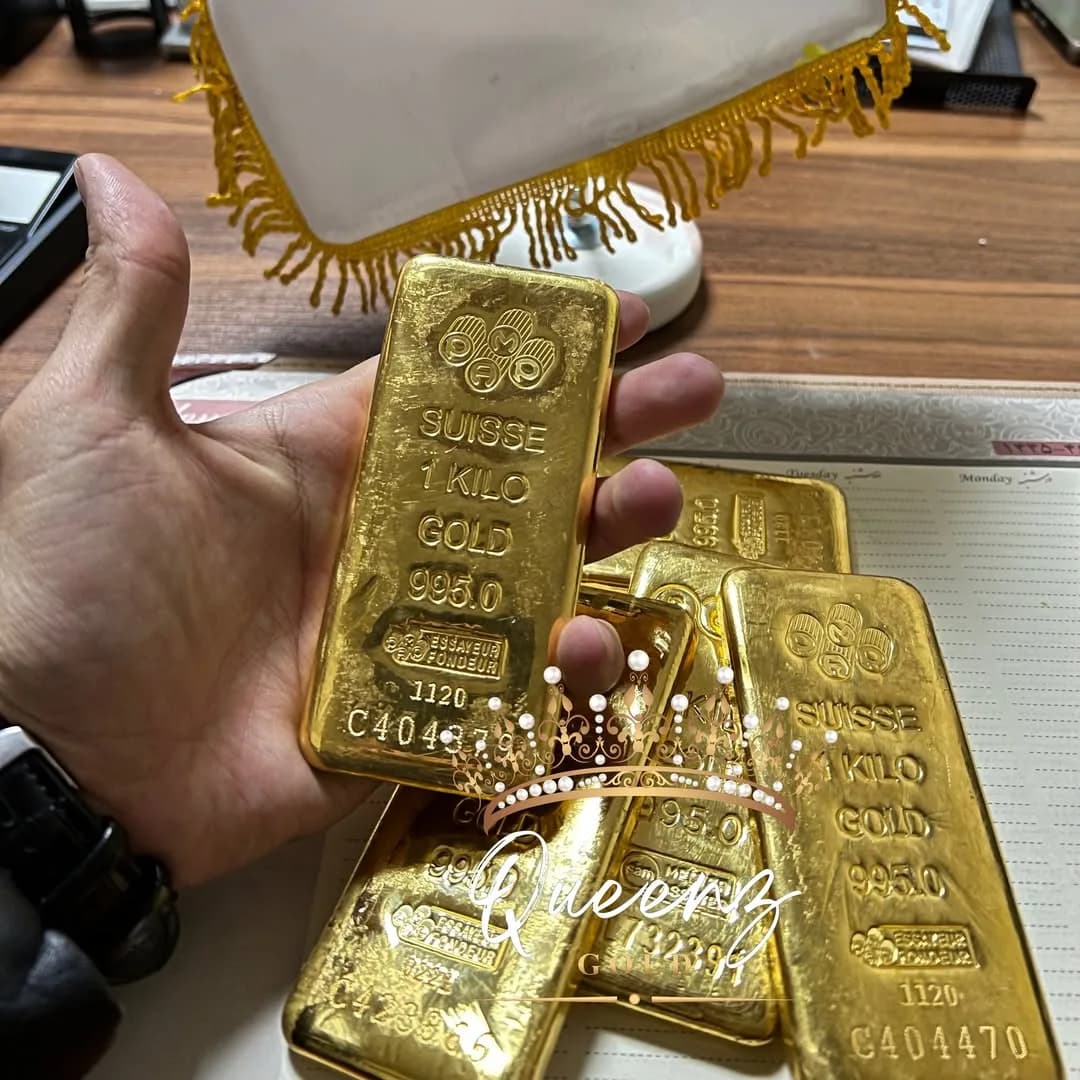 شمش طلا یک کیلویی سوئیس سوئیس گلد، رنگ طلایی، شمش مستطیلی بزرگ